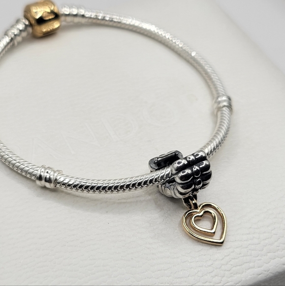 Authentic Pandora Bracelet Set,With 14k Gold - Picture 2 of 9